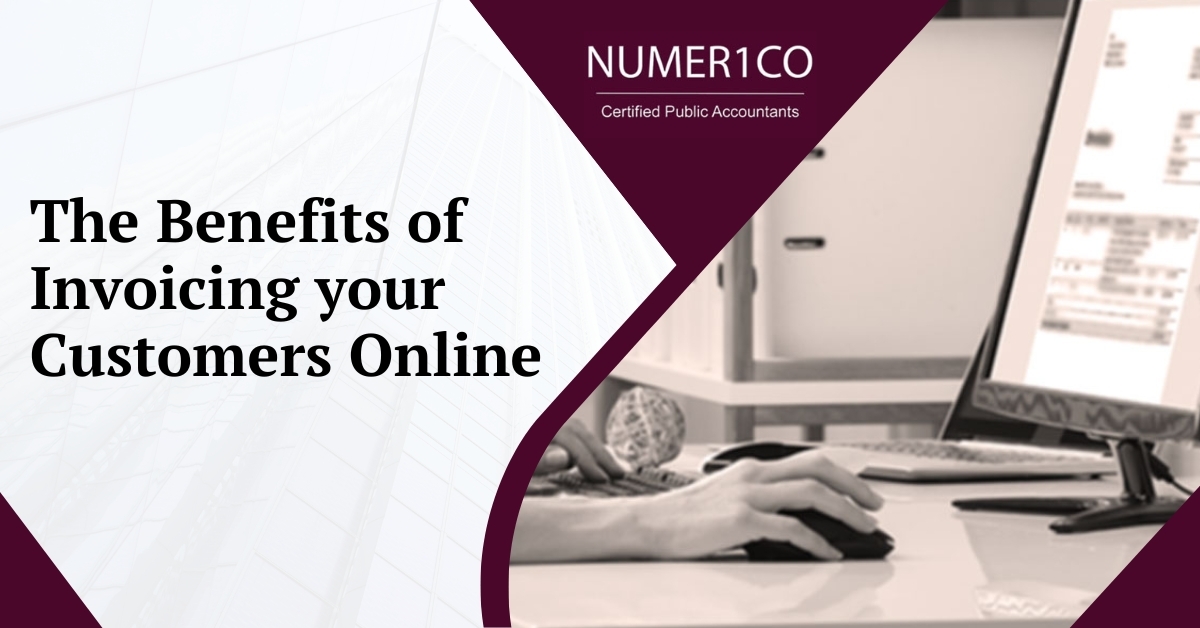 A Person Sitting at A Desk Using a Mouse on a Desktop Computer with Invoices on The Screen | The Benefits of Invoicing Your Customers Online | Numerico