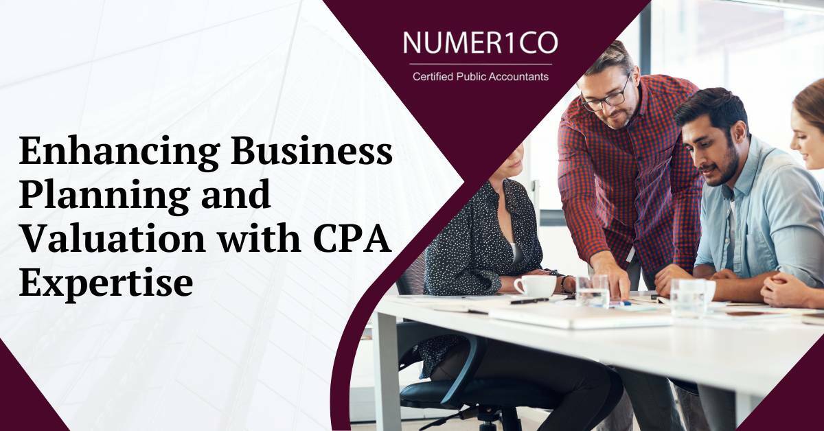 A Man Leaning Over a White Table Pointing at a Piece of Paper Discussing Things With a Team of Three Other People Sitting Down | Enhancing Business Planning and Valuation with CPA Expertise | Numerico